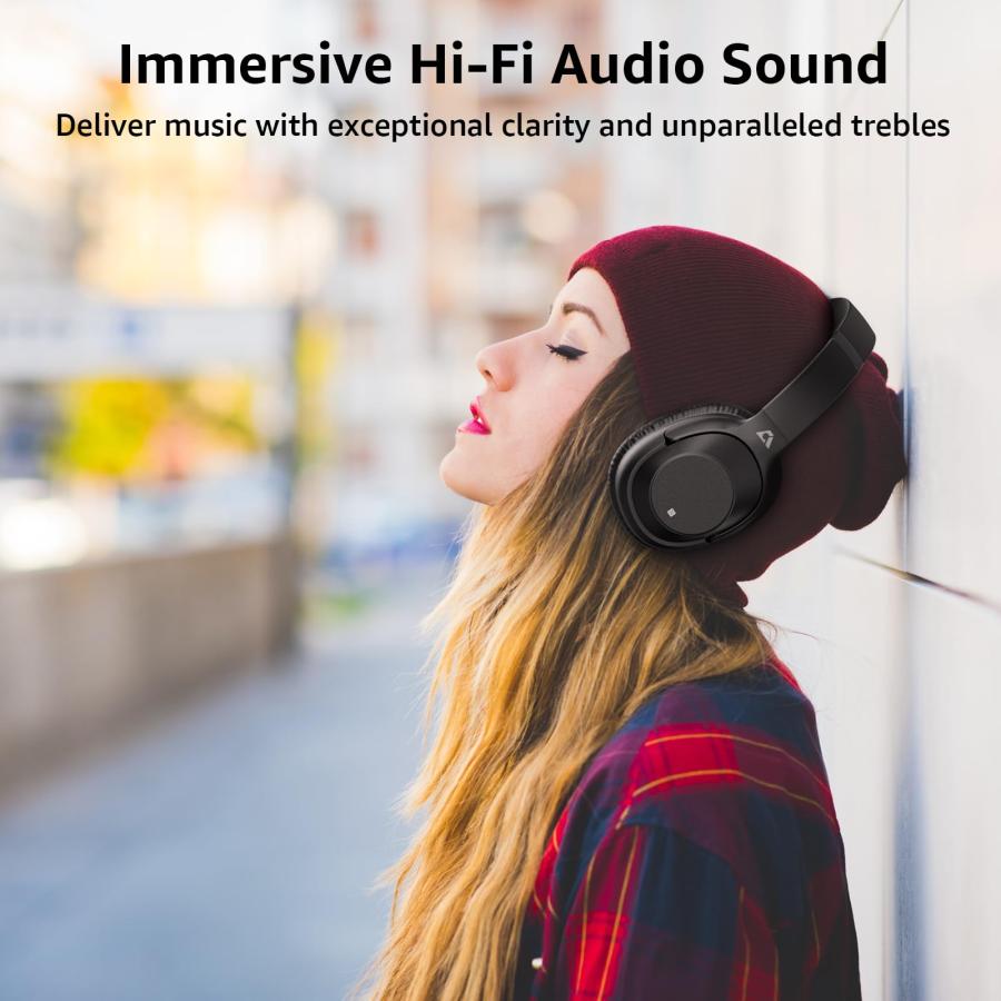 売れ筋の大人気 Ankbit E500Pro Hybrid Active Noise Cancelling Headphones， Wireless Bluetooth Over Ear Headphones with Microphone， 90 Hours Playtime， Hi-Fi Audio， Memo