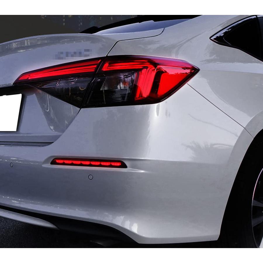 返品交換可能 iJDMTOY Full LED Rear Bumper Reflector Replace LED Lights Compatible with 2022-up Honda Civic Sedan， Function as Tail， Brake ＆ Rear Fog Lamps (Smoked