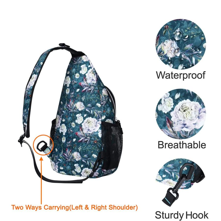 クリアランス半額 MOSISO Sling Backpack， Multipurpose Travel Hiking Daypack Rope Crossbody Shoulder Bag， Rosa Banksiae