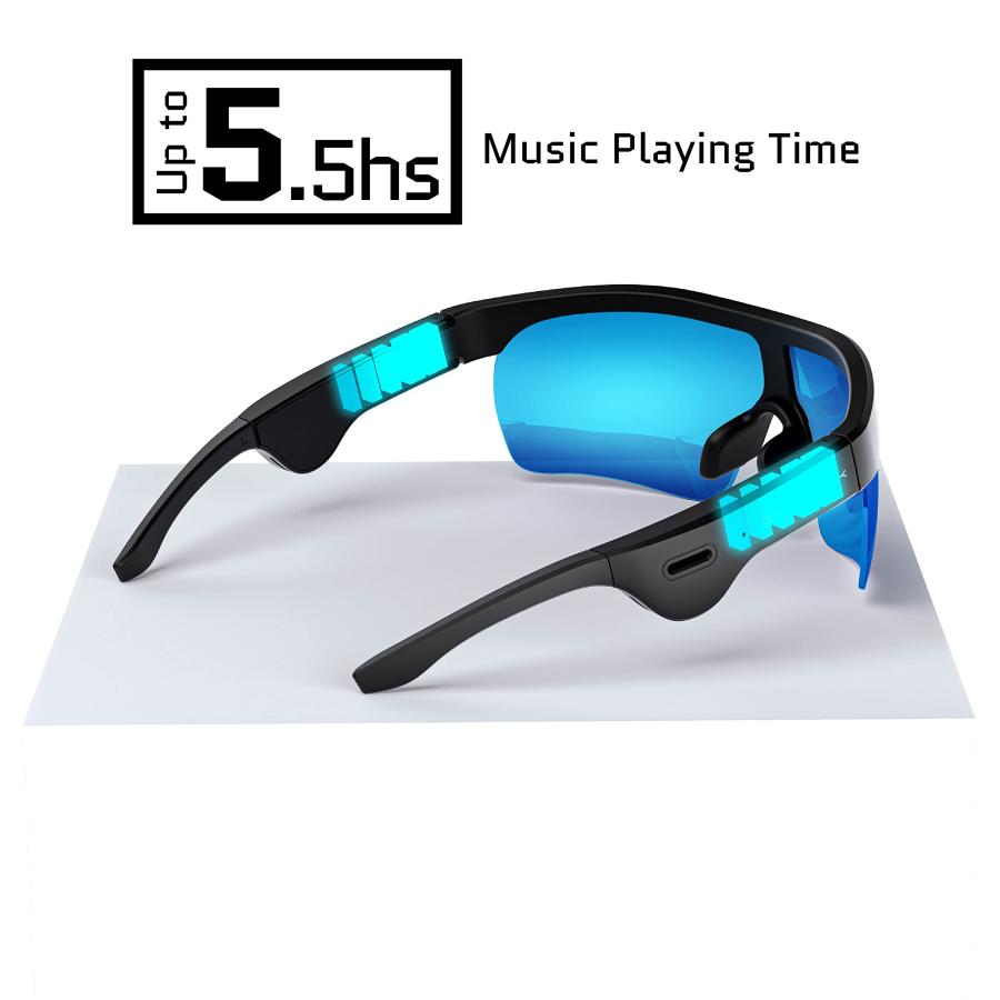 【超歓迎された】 Ghostek SHADES Wireless Audio Sunglasses Open Ear Headphones Smart Headset Speaker for Men and Women with Built-In Mic， IPX5 Water Resistant， Integrat