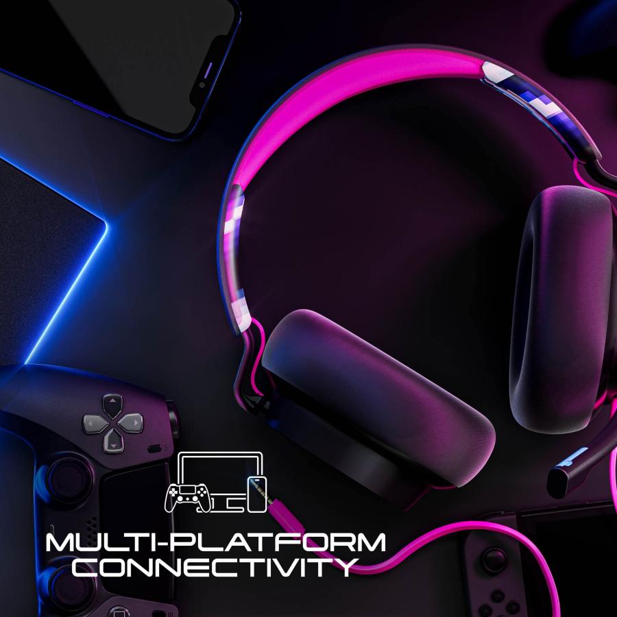 まとめて割 Skullcandy SLYR Pro Multi-Platform Over-Ear Wired Gaming Headset， Enhanced Sound Perception， AI Microphone， Works with Xbox Playstation and PC - Black