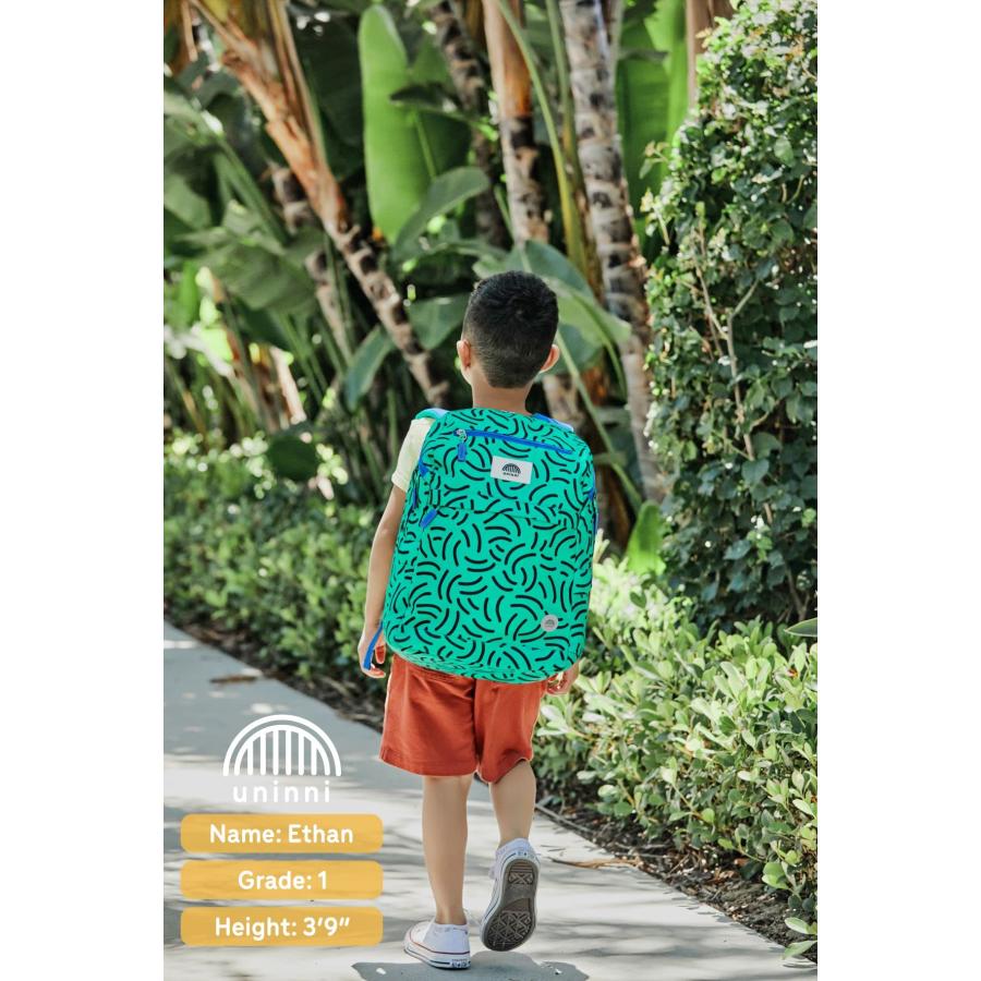 レビュー高評価 uninni 16 Kid´s Backpack for Girls and Boys Age 6+ with Padded， and Adjustable Shoulder Straps. Fits Height 3´9 Kids Strokes Green