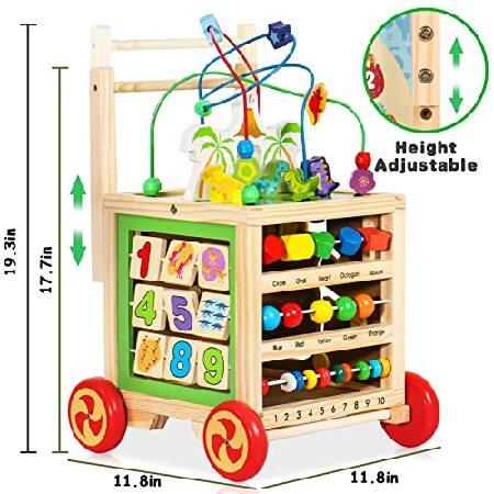新作商品も続々入荷中 Baby Walker Toys for 1 Year Old Boy Girl Montessori Toys for 1 2 3 Year Old 6 in 1 Baby Activity and Activity Center Wooden Toys Walker with Wheels Ac