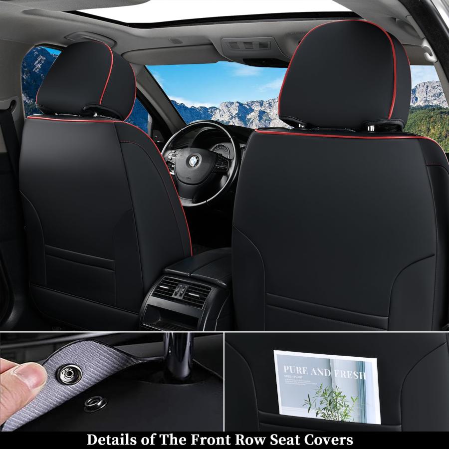 定番人気！ Coverado Seat Covers Full Set， 5 Seats Car Seat Protector， Seat Covers for Cars， Breathable Faux Leather Car Seat Cushion， Car Seat Protector， Black C