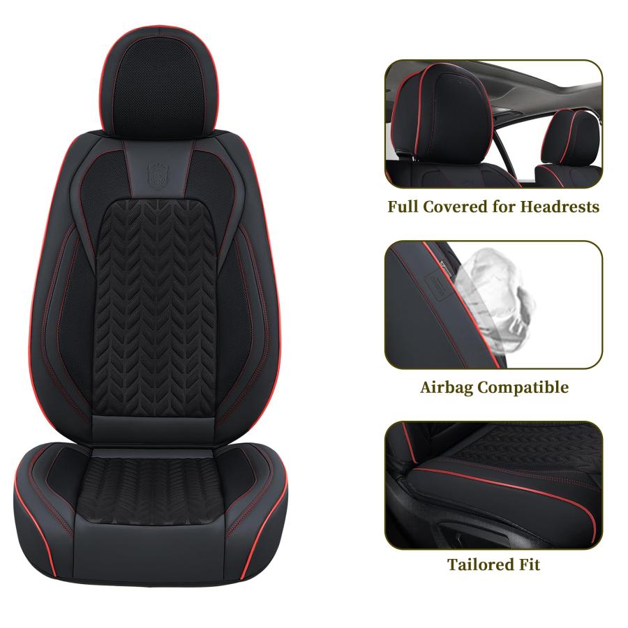 定番人気！ Coverado Seat Covers Full Set， 5 Seats Car Seat Protector， Seat Covers for Cars， Breathable Faux Leather Car Seat Cushion， Car Seat Protector， Black C