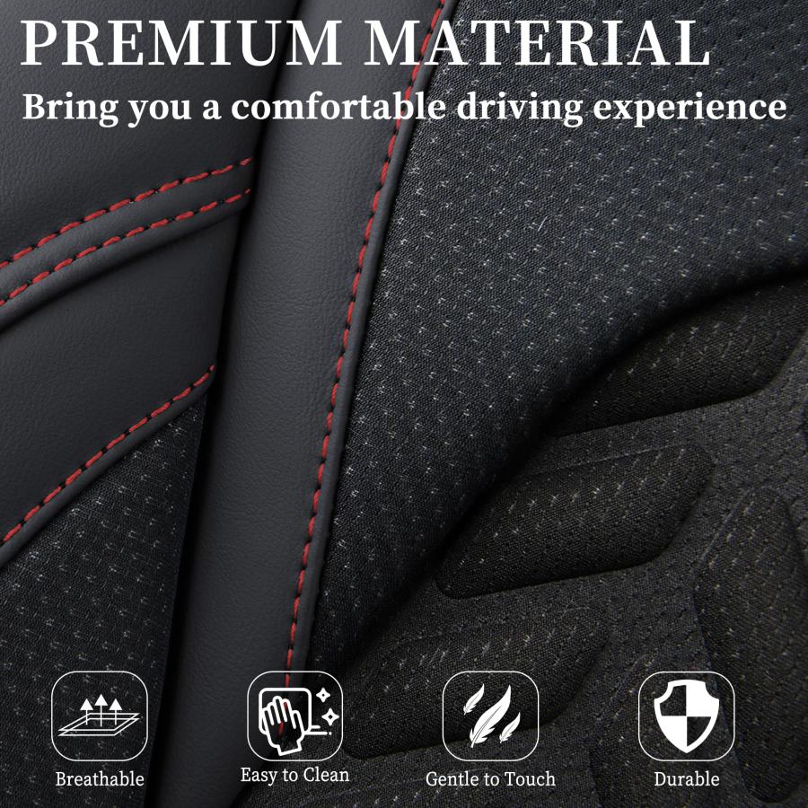 定番人気！ Coverado Seat Covers Full Set， 5 Seats Car Seat Protector， Seat Covers for Cars， Breathable Faux Leather Car Seat Cushion， Car Seat Protector， Black C