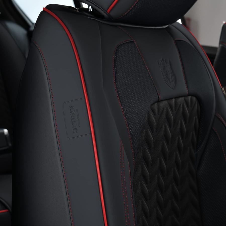 定番人気！ Coverado Seat Covers Full Set， 5 Seats Car Seat Protector， Seat Covers for Cars， Breathable Faux Leather Car Seat Cushion， Car Seat Protector， Black C