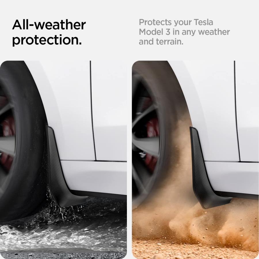 直販割引 Spigen WeatherBloc Mud Flaps Carbon Edition All-in-One Paint Protection Film3M PPF and Instllation kit Designed for Tesla Model 3 2023
