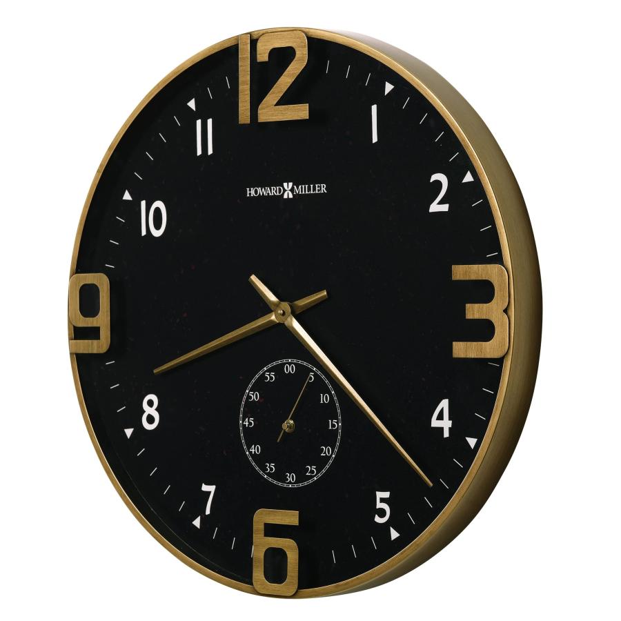 上質で快適 Howard Miller Paisley 24” Wall Clock 625-778 - Charcoal Finish ＆ Metal Construction， White ＆ Brass-Finished Arabic Numerals， Aged Black Dial， Batte