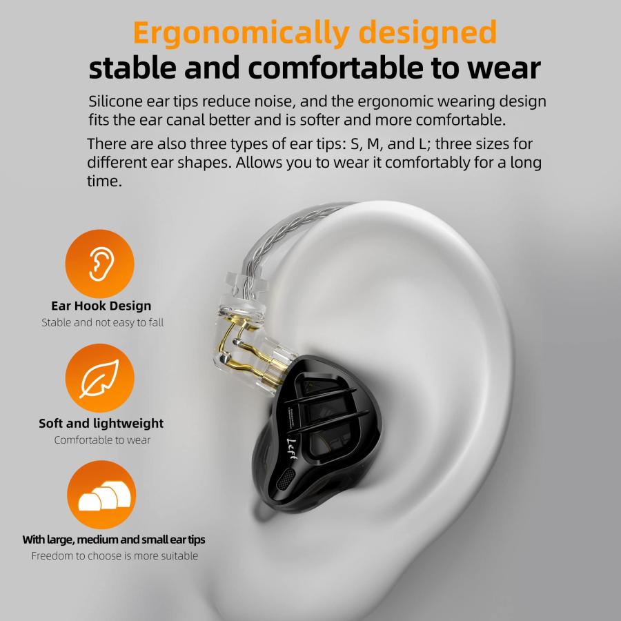 販売売れ済 KZ ZAR in-Ear Monitor 7BA+1DD Hybrid 8 Drivers Earbuds HiFi Bass Noise Isolation Earphones， Clarity in All Frequency Stereo Sound Comfortable Headphon