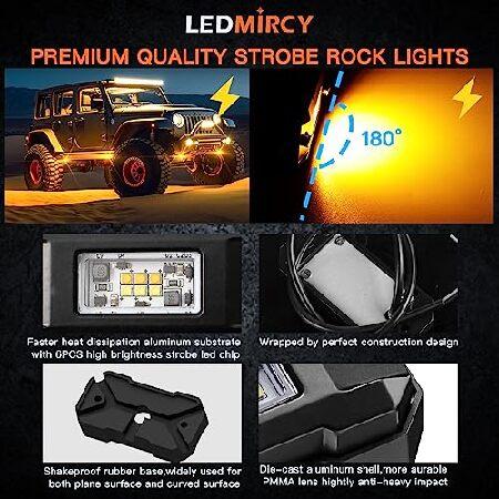 2022セール LEDMIRCY Switchback LED Rock Lights Kit White/Amber Strobe with Wiring Harness 8 Pods 6 Mode Reset Function Memory Function for Jeep Off Road Trucks A