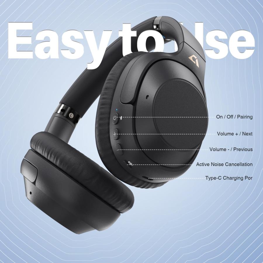 限定販売 Lavales Bluetooth 5.2 Hybrid Active Noise Cancelling Headphones for Airplane Travel， 90H Playtime Wired and Wireless Over Ear ANC Headset for Adults，