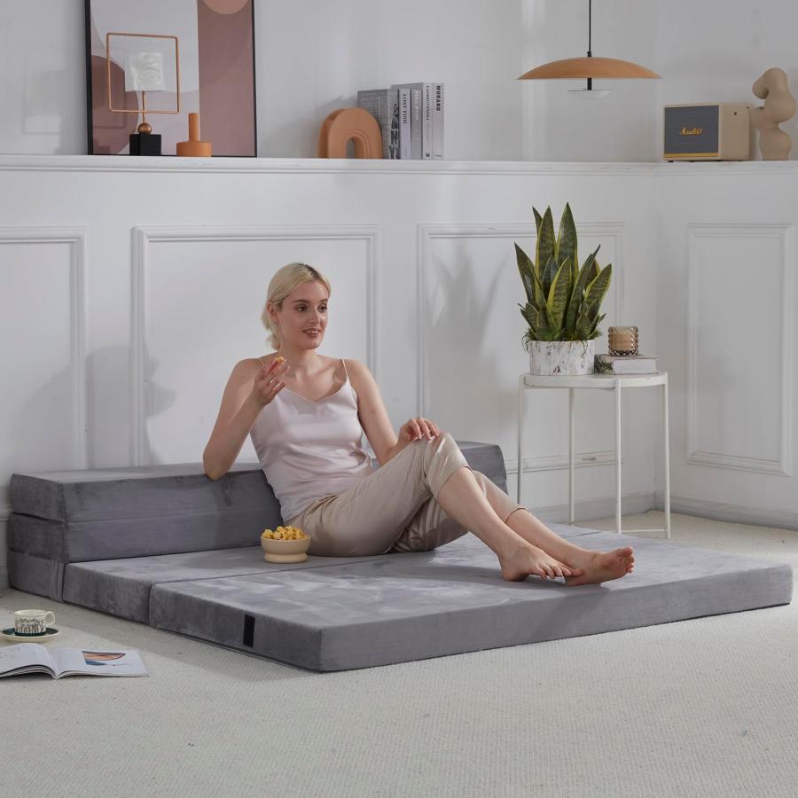 BDEUS Folding Mattress Queen Car Camping 4 inch Folding Sofa Bed High