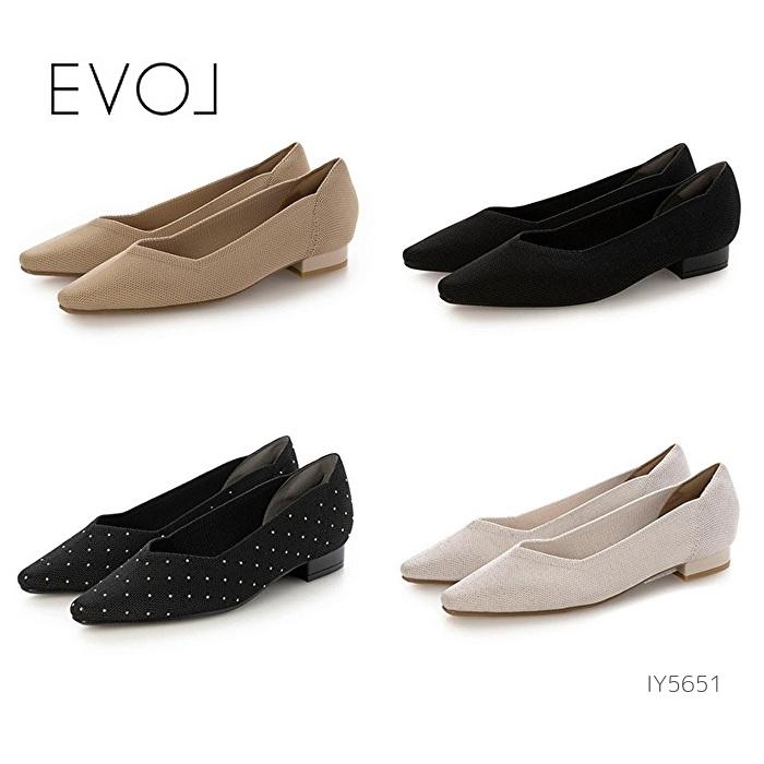 EVOL（イーボル） ソフトニットVカットパンプス IY5651 レディース
