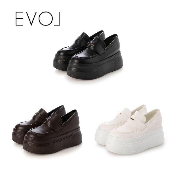 EVOL（イーボル） 軽量 8cm厚底コインローファー IY5735 レディース
