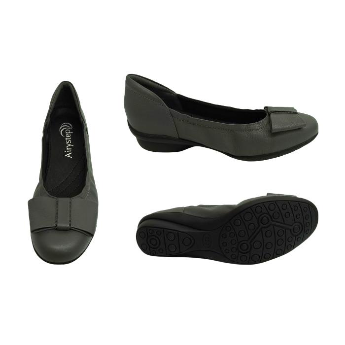 Airy step エアリーステップ 59-3552 レザーバレエシューズ リボン 