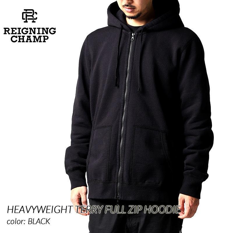 REIGNING CHAMP HEAVYWEIGHT TERRY FULL ZIP HOODIE BLACK REIGNING CHAMP HEAVYWEIGHT TERRY FULL ZIP HOODIE BLACK