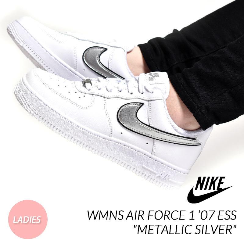 NIKE WMNS AIR FORCE 1 ’07 ESS "METALLIC SILVER" ナイキ ウィメンズ エアフォース スニーカー ( 白 ホワイト シルバー DD1523-100 )｜precious-place