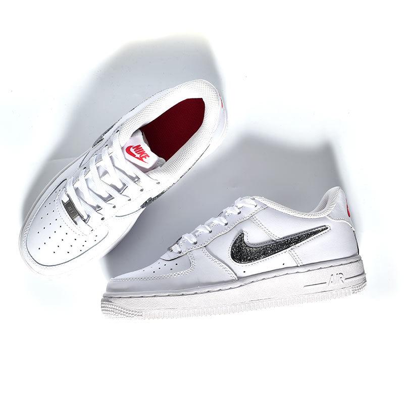 GS) Nike Air Force 1 LV8 'White Black Metallic Silver' DC9651-100