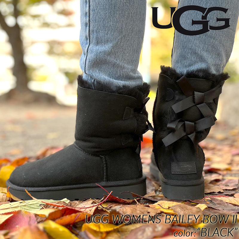 UGG WOMENS BAILEY BOW II BLACK アグ ムートンブーツ ベイリー ボウ 2 