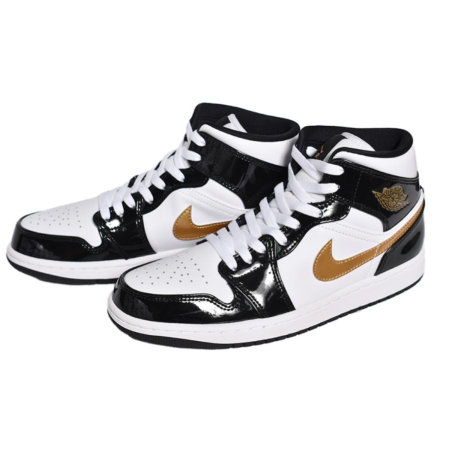 日本未発売 NIKE AIR JORDAN 1 MID SE "Patent Black White Gold" ナイキ エア ジョーダン ミッド スニーカー ( 海外限定 852542-007 )｜precious-place｜02