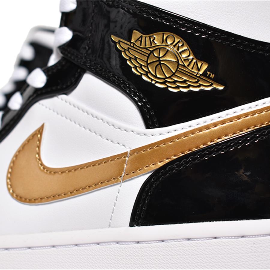 日本未発売 NIKE AIR JORDAN 1 MID SE "Patent Black White Gold" ナイキ エア ジョーダン ミッド スニーカー ( 海外限定 852542-007 )｜precious-place｜07