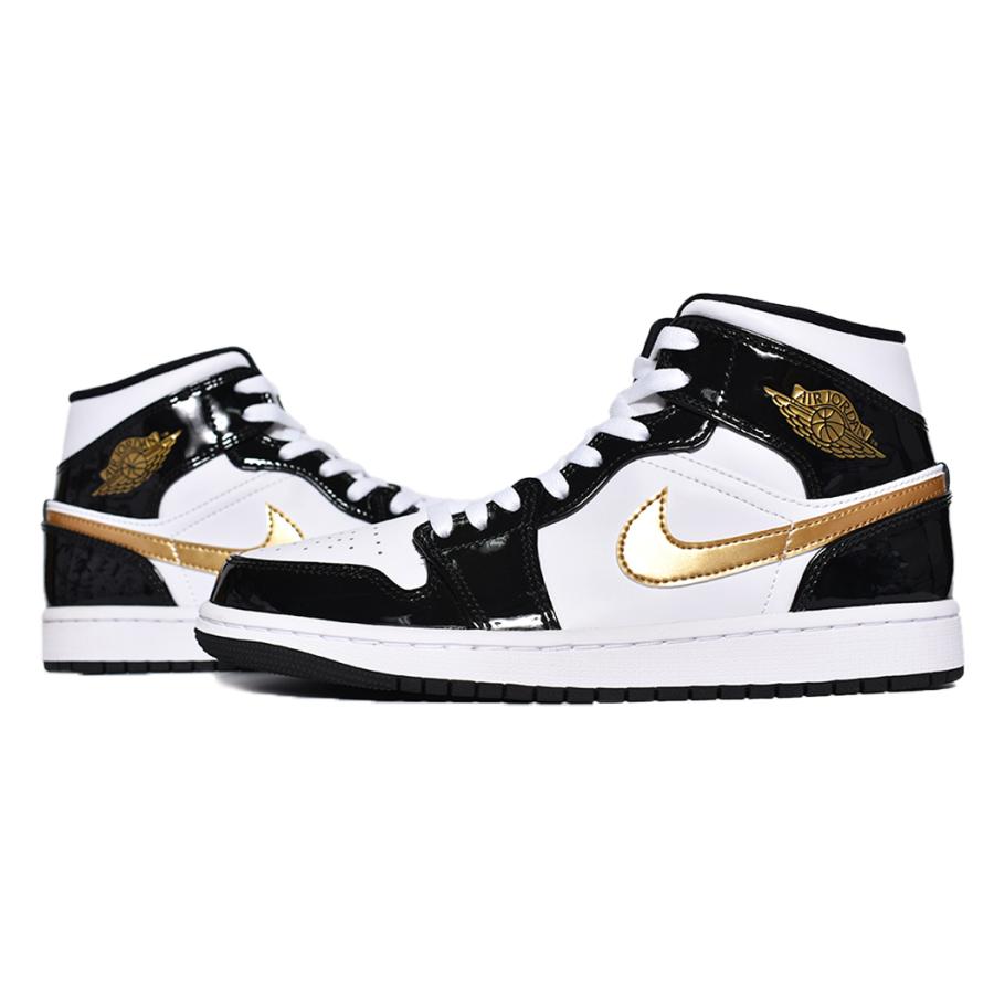 日本未発売 NIKE AIR JORDAN 1 MID SE "Patent Black White Gold" ナイキ エア ジョーダン ミッド スニーカー ( 海外限定 852542-007 )｜precious-place｜08