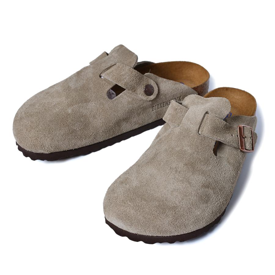 BIRKENSTOCK BOSTON SOFT FOOTBED SUEDE ( NARROW FIT ) TAUPE 