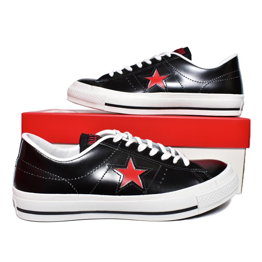 CONVERSE ONE STAR J "BLACK RED" コンバース ワンスター レザー スニーカー ( 黒 ブラック 赤 レッド 35200580 )｜precious-place｜02