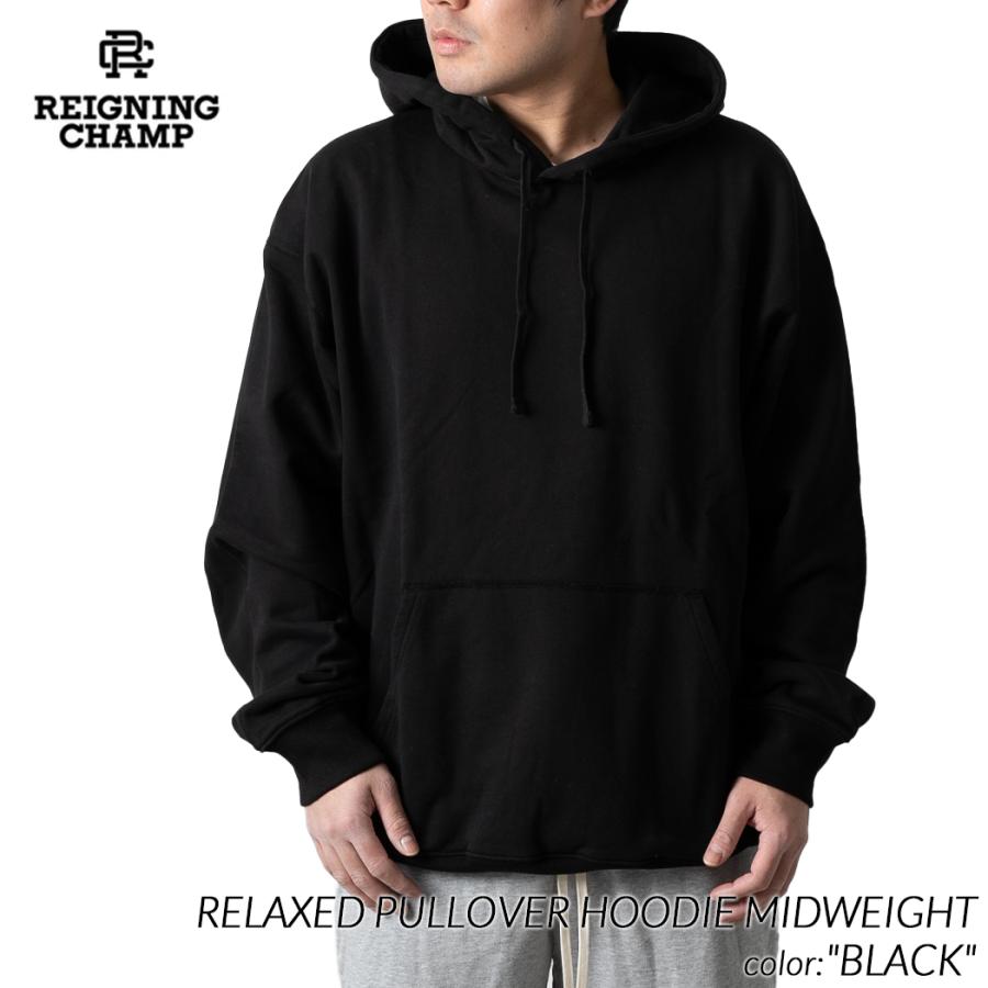 REIGNING CHAMP RELAXED PULLOVER HOODIE MIDWEIGHT BLACK レイニング 