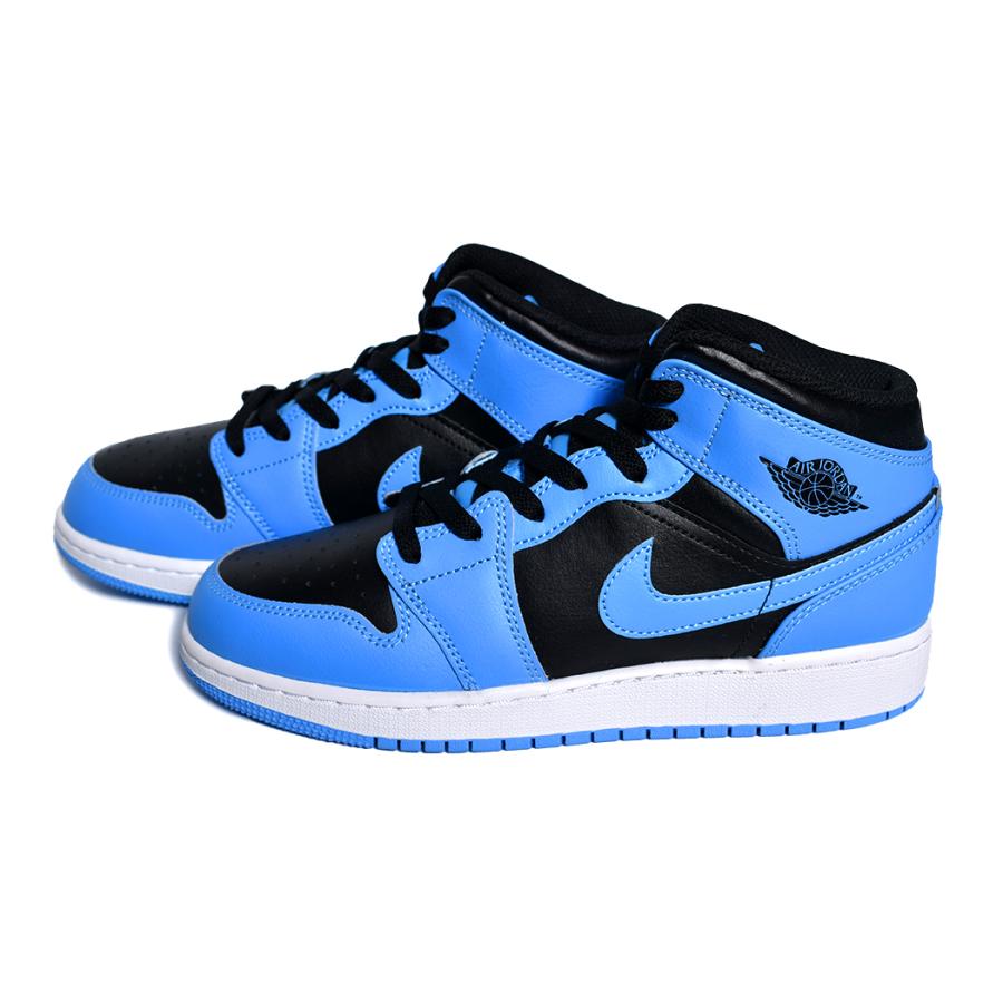 NIKE AIR JORDAN 1 MID GS "University Blue" ナイキ エア ジョーダン ミッド スニーカー ( 黒 青 レディース ウィメンズ DQ8423-401 )｜precious-place｜02