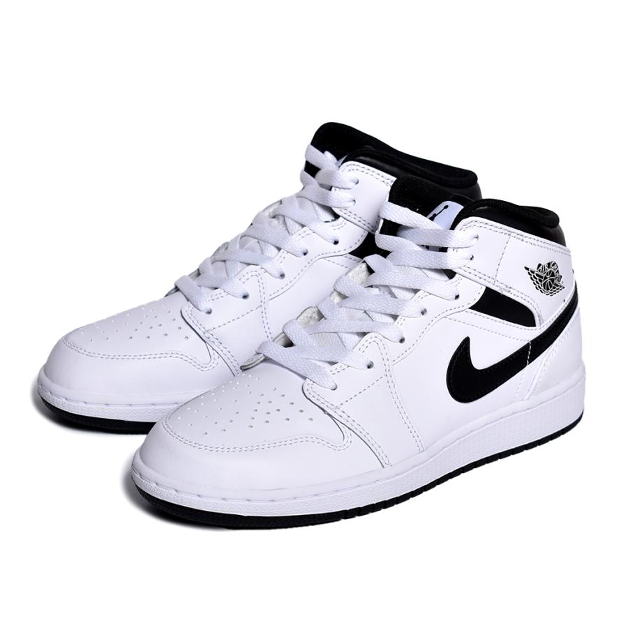 NIKE AIR JORDAN 1 MID GS "White Black" ナイキ エア ジョーダン ミッド スニーカー 白 ホワイト 黒 ブラック レディース ウィメンズ DQ8423-132｜precious-place｜02