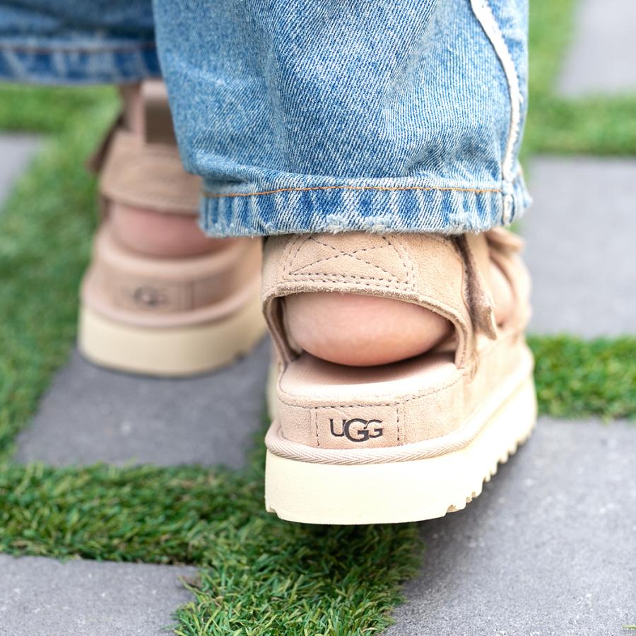 UGG W GOLDENSTAR "DRIFT WOOD" アグ ウィメンズ ゴールデンスター  サンダル スライド レディース スエード ベージュ BEIGE 厚底  ストラップ 1136783｜precious-place｜03