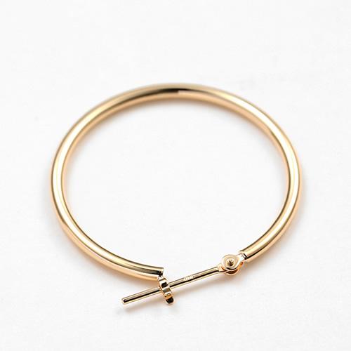 ピアス k18 地金 フープ 直径25mmｘパイプ径1.5mm デイリー使い レディース 女性用　メンズ 男性用 ジュエリー_1