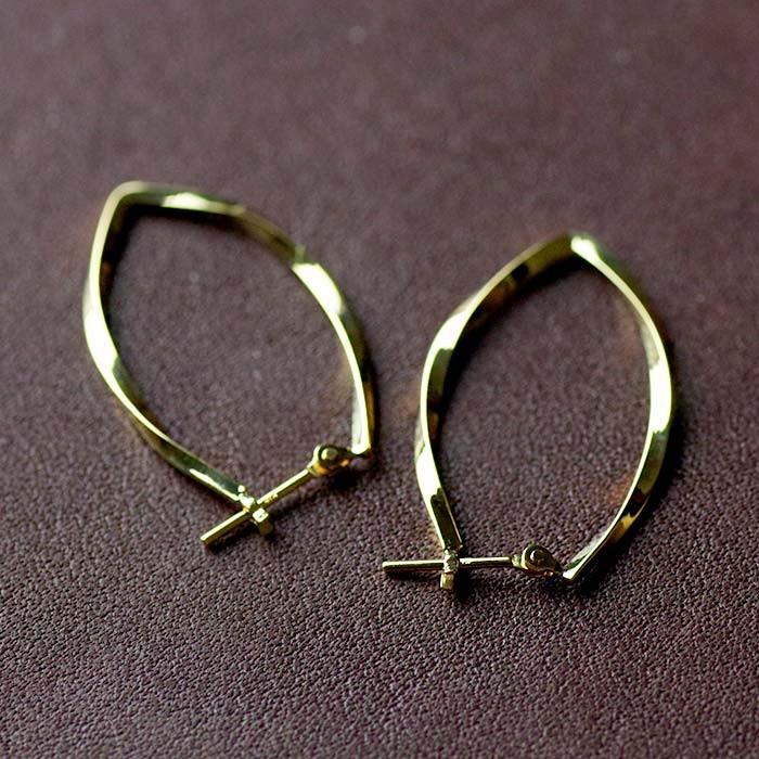 K18YG イエローゴールド 18K 18金 フープピアス リーフモチーフ