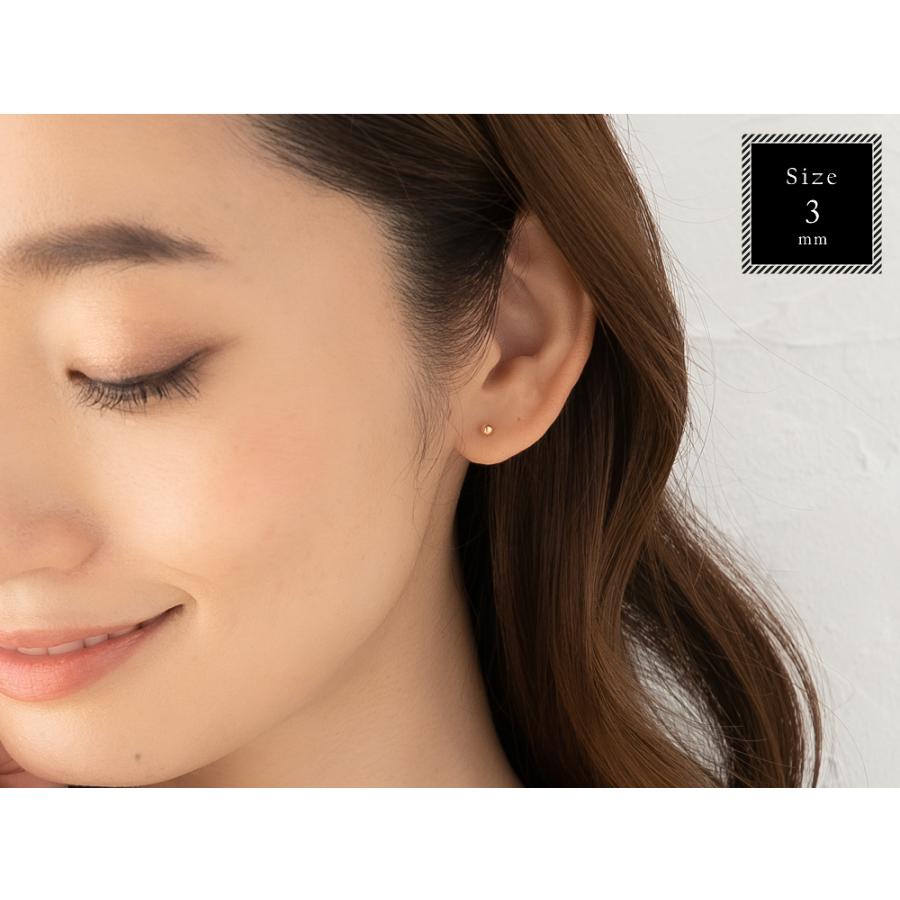 ピアス レディース 丸玉 18k K18YG 3mm 3ミリ 丸玉ピアス セカンド 