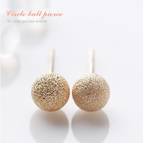 ピアス K18PG ピンクゴールド 4mm 丸玉 セカンド スターダスト加工 (軸 