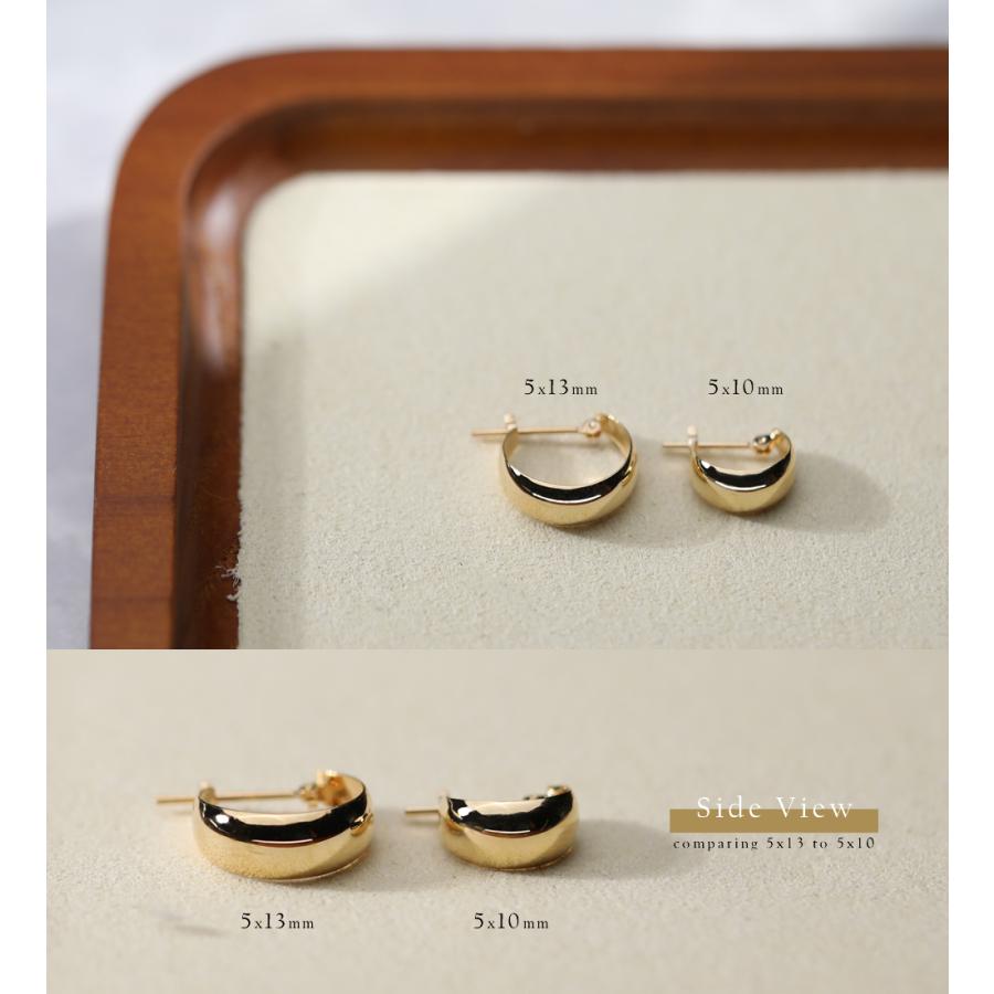 ピアス レディース フープピアス 幅広 細 太 月甲丸 月甲ピアス 18k K18 ツキコウピアス ムーンピアス ゲッコーピアス 月甲 甲丸の画像