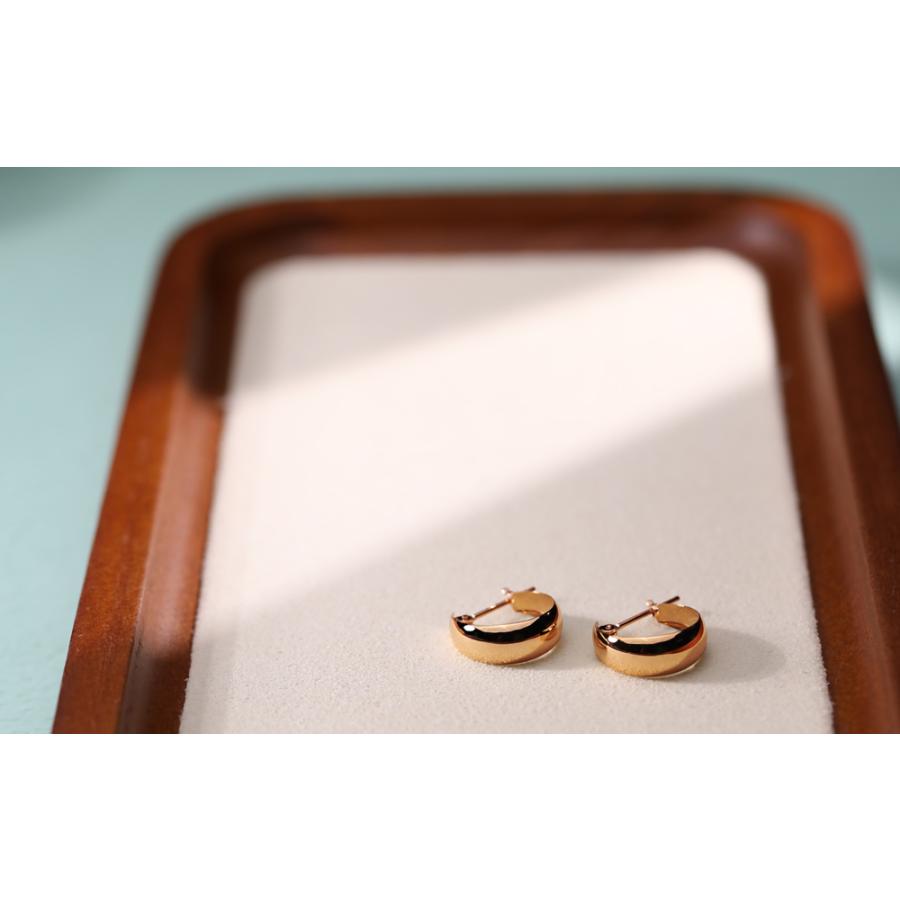 ピアス レディース フープピアス 幅広 細 太 月甲丸 月甲ピアス 18k
