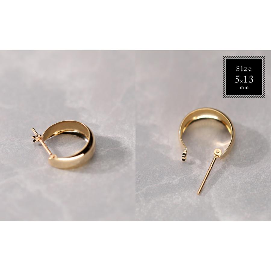 ピアス レディース フープピアス 幅広 細 太 月甲丸 月甲ピアス 18k K18 ツキコウピアス ムーンピアス ゲッコーピアス 月甲 甲丸の画像
