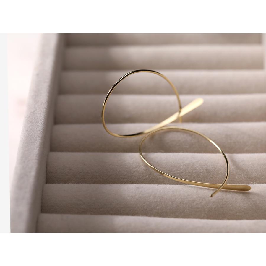 ピアス レディース フックピアス シンプル フープ 18k K18YG パール