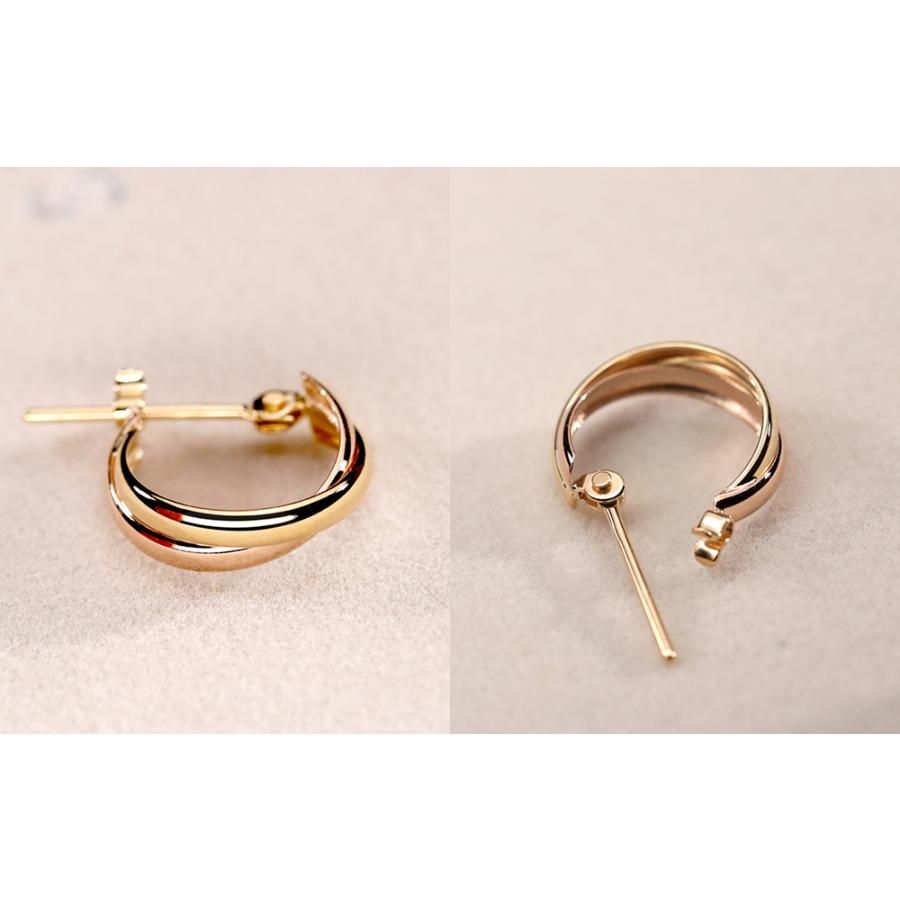 【美品】K18YG×WG コンビフープピアス セール】K18PG/K18YG コンビカラー フープピアス（ピアス（両耳用