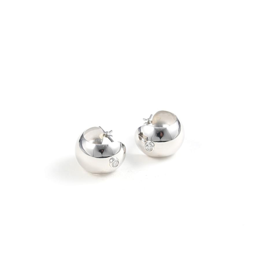 PT900 フープピアス 細 太 ダイヤモンドピアス ダイヤピアス  月甲丸 月甲ピアス ツキコウピアス ムーンピアス ゲッコーピアス 月甲 甲丸  1粒ダイヤの画像