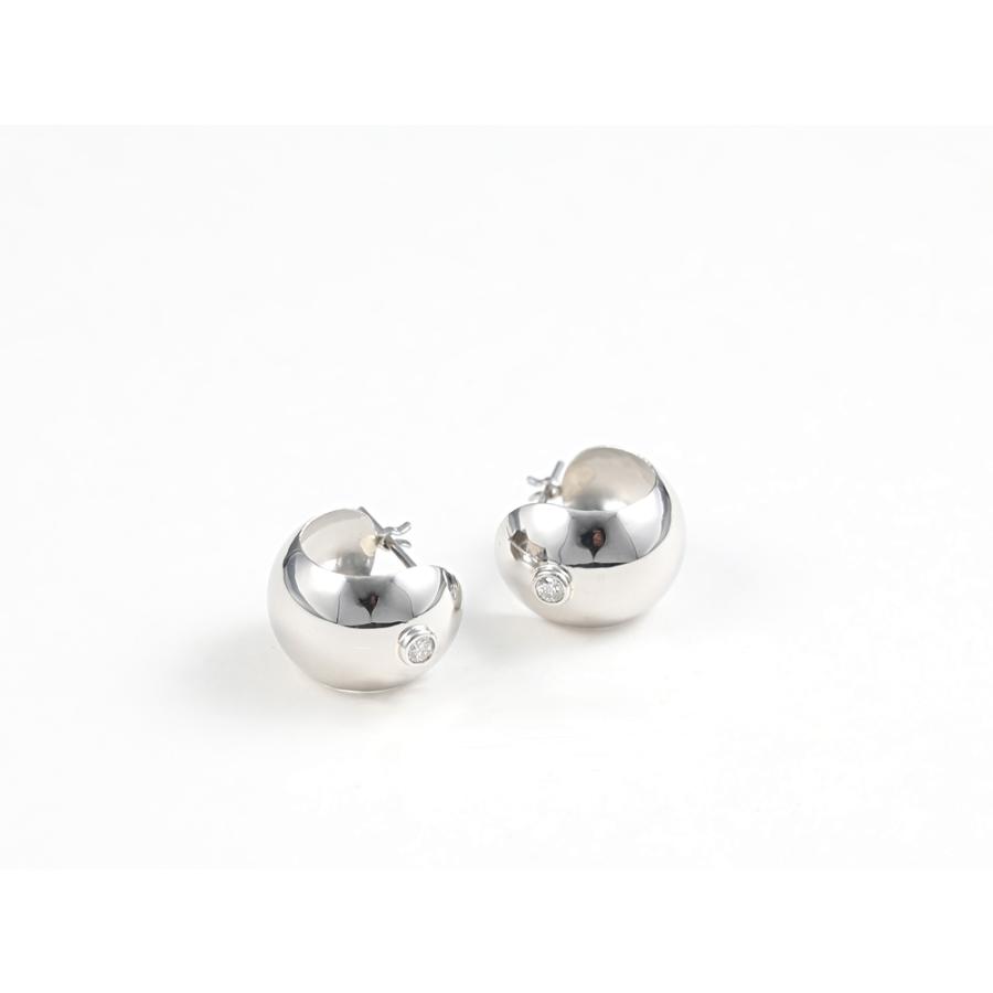 PT900 フープピアス 細 太 ダイヤモンドピアス ダイヤピアス  月甲丸 月甲ピアス ツキコウピアス ムーンピアス ゲッコーピアス 月甲 甲丸  1粒ダイヤの画像