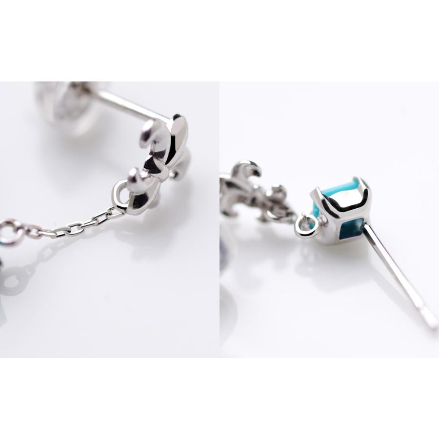 ピアス レディース 14k K14ホワイトゴールド トルコ石ピアス 片耳 
