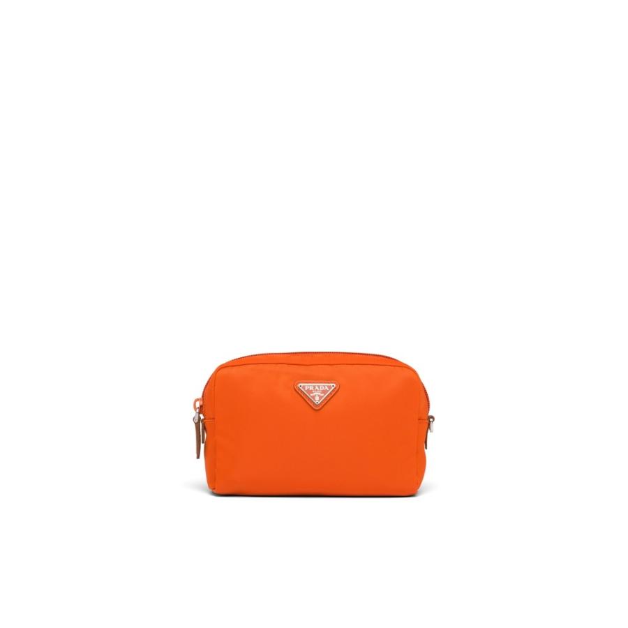 プラダ 化粧ポーチ コスメポーチ ポーチ バッグ ポーチ オレンジ パパイヤ キャラメル バック オレンジ Prada ブラウン シルバー ファブリック