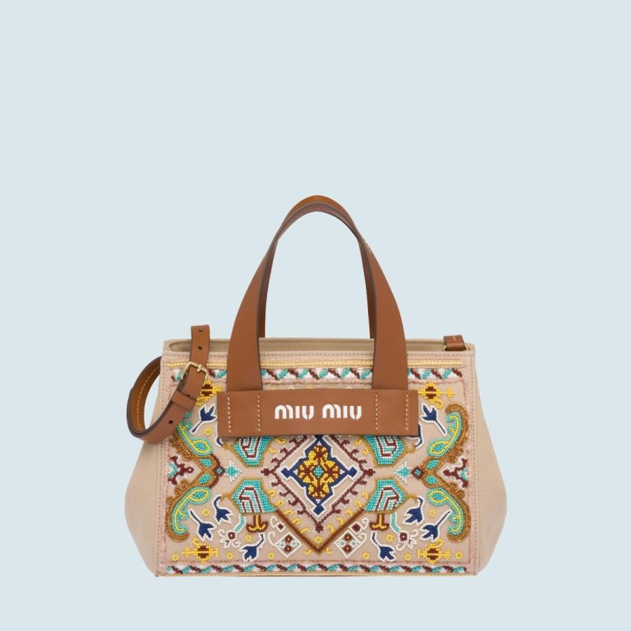 ミュウミュウ Miu Miu バッグ バック トートバッグ ショルダーバッグ コード ベージュ コニャック ブラウン ビーズ 刺繍 ファブリック レザー 5ba1762c9af0a2cvorgmiumiu5ba1762c9af0a2cvorg ブランドショップprecious 通販 Yahoo ショッピング