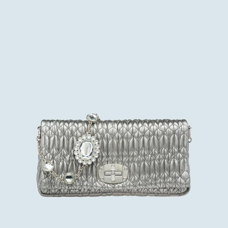 21新作モデル ミュウミュウ Miu Miu バッグ バック トートバッグ ショルダーバッグ ベージュピンク シルバー クリスタル ギャザー ナッパレザー 売り尽くしセール Www Yalaphone Com