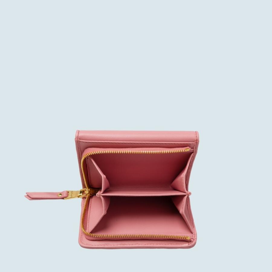 爆買い Miu Miu ミュウミュウ 長財布 財布 Miu Miu ブランド専門店 財布 レザー ギャザー ゴールド ピンク ３つ折り 三つ折り 小 財布 財布