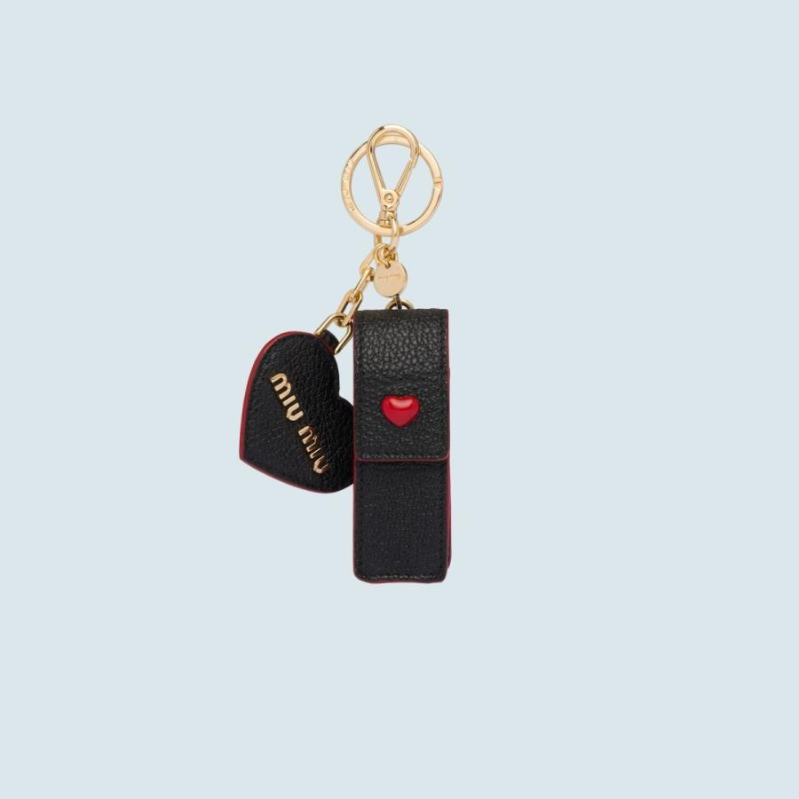 売れ筋介護用品も ケース リップスティック キーホルダー Miu Miu ミュウミュウ Miu Miu ブランド専門店 ブラック レザー ゴート マドラス ハート ゴールド 財布 帽子 ファッション小物